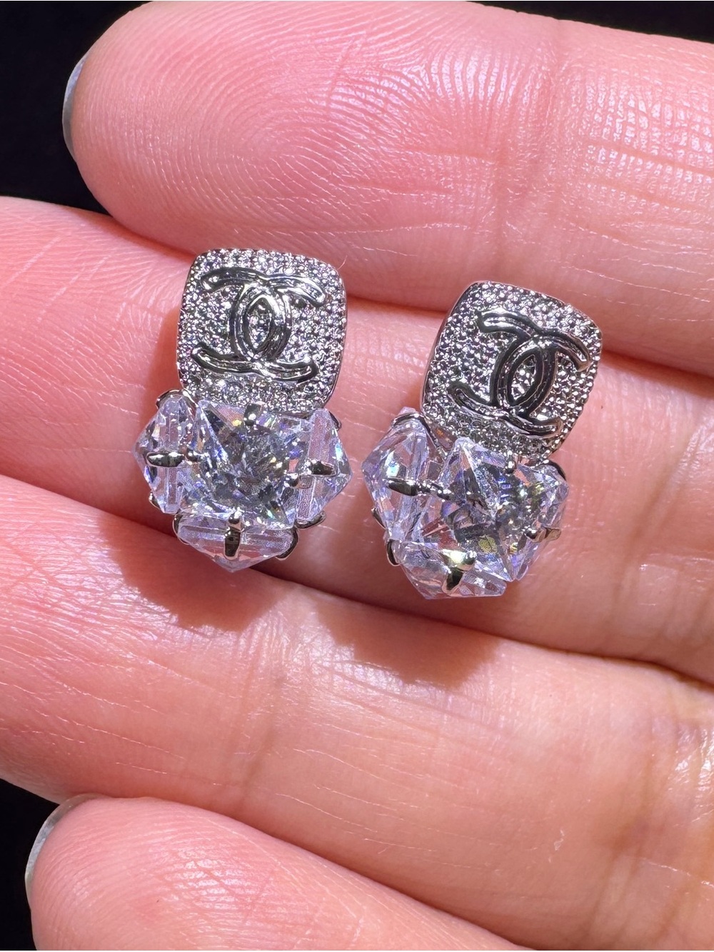 S925 Silver Needle CZ Crystal Earrings